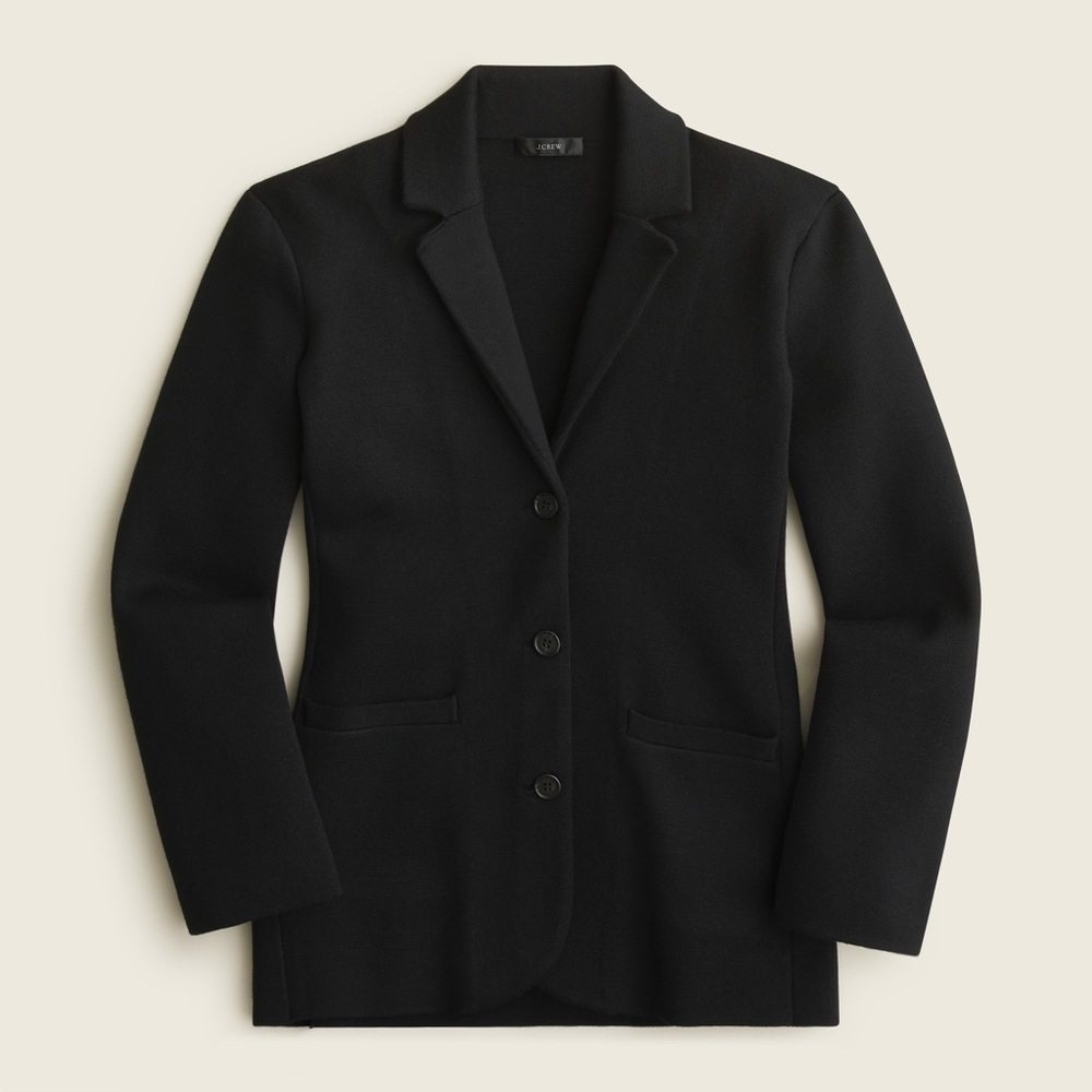 J. Crew Cinched-Waist Sweater-Blazer in Black